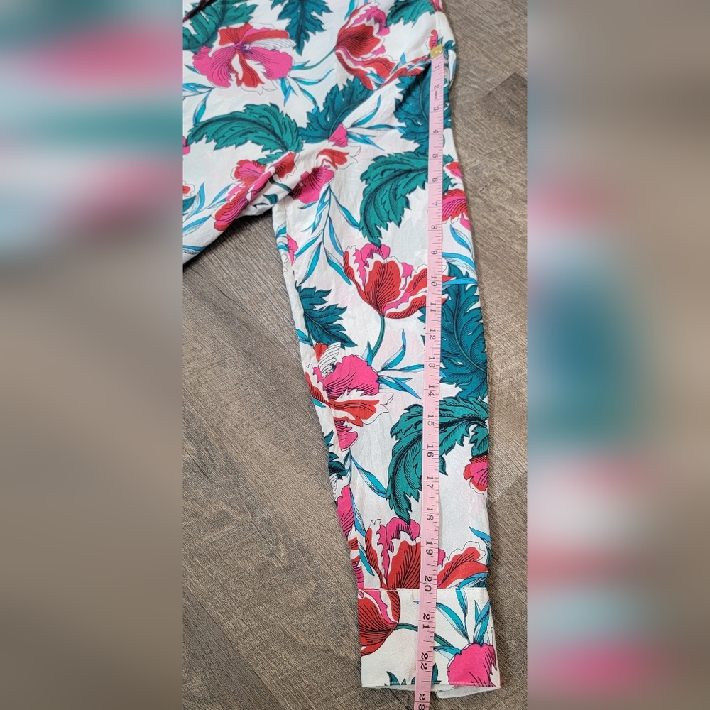 Tommy Bahama Baroque Blooms 100% Silk Button Down Womens S Pink Green Tropical - Picture 8 of 12